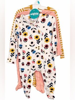 3-Piece Baby Sleepers Set 6M | Floral, Pink & Yellow Stripe | Footed Pajamas NWT
